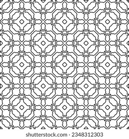 Vector pattern with symmetrical elements . Modern stylish abstract texture. Repeating geometric tiles from striped elements.Black and white pattern.
