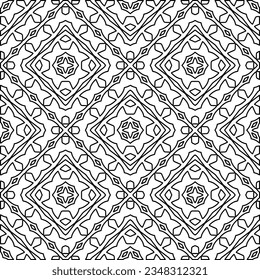 Vector pattern with symmetrical elements . Modern stylish abstract texture. Repeating geometric tiles from striped elements.Black and white pattern.