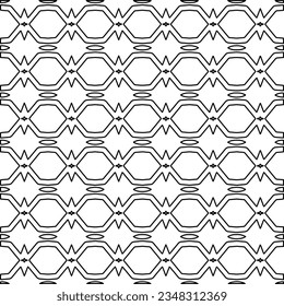 Vector pattern with symmetrical elements . Modern stylish abstract texture. Repeating geometric tiles from striped elements.Black and white pattern.