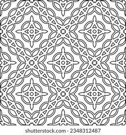 Vector pattern with symmetrical elements . Modern stylish abstract texture. Repeating geometric tiles from striped elements.Black and white pattern.