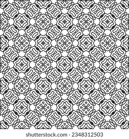 Vector pattern with symmetrical elements . Modern stylish abstract texture. Repeating geometric tiles from striped elements.Black and white pattern.