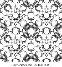 Vector pattern with symmetrical elements . Modern stylish abstract texture. Repeating geometric tiles from striped elements.Black and white pattern.