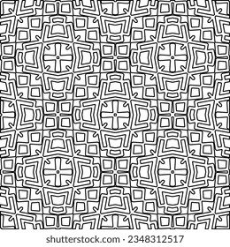 Vector pattern with symmetrical elements . Modern stylish abstract texture. Repeating geometric tiles from striped elements.Black and white pattern.
