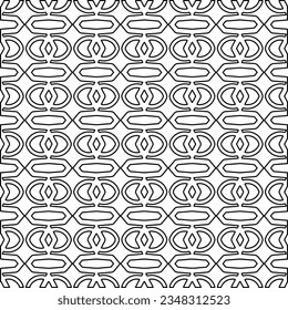 Vector pattern with symmetrical elements . Modern stylish abstract texture. Repeating geometric tiles from striped elements.Black and white pattern.