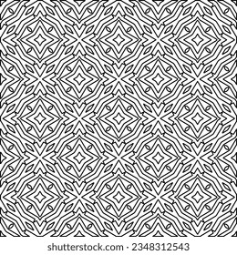 Vector pattern with symmetrical elements . Modern stylish abstract texture. Repeating geometric tiles from striped elements.Black and white pattern.