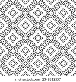 Vector pattern with symmetrical elements . Modern stylish abstract texture. Repeating geometric tiles from striped elements.Black and white pattern.