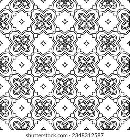 Vector pattern with symmetrical elements . Modern stylish abstract texture. Repeating geometric tiles from striped elements.Black and white pattern.