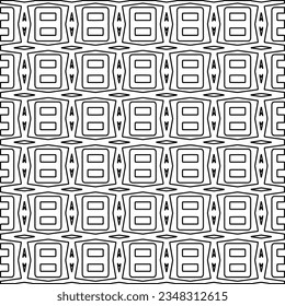 Vector pattern with symmetrical elements . Modern stylish abstract texture. Repeating geometric tiles from striped elements.Black and white pattern.