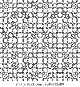 Vector pattern with symmetrical elements . Modern stylish abstract texture. Repeating geometric tiles from striped elements.Black and white pattern.