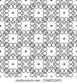 Vector pattern with symmetrical elements . Modern stylish abstract texture. Repeating geometric tiles from striped elements.Black and white pattern.
