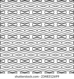 Vector pattern with symmetrical elements . Modern stylish abstract texture. Repeating geometric tiles from striped elements.Black and white pattern.