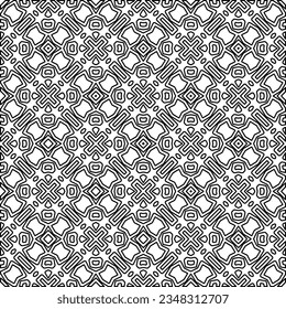 Vector pattern with symmetrical elements . Modern stylish abstract texture. Repeating geometric tiles from striped elements.Black and white pattern.