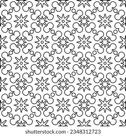 Vector pattern with symmetrical elements . Modern stylish abstract texture. Repeating geometric tiles from striped elements.Black and white pattern.