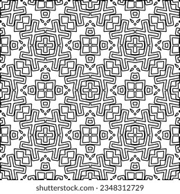 Vector pattern with symmetrical elements . Modern stylish abstract texture. Repeating geometric tiles from striped elements.Black and white pattern.