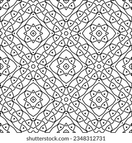 Vector pattern with symmetrical elements . Modern stylish abstract texture. Repeating geometric tiles from striped elements.Black and white pattern.