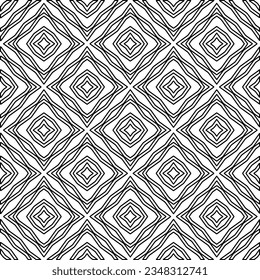 Vector pattern with symmetrical elements . Modern stylish abstract texture. Repeating geometric tiles from striped elements.Black and white pattern.