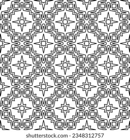 Vector pattern with symmetrical elements . Modern stylish abstract texture. Repeating geometric tiles from striped elements.Black and white pattern.
