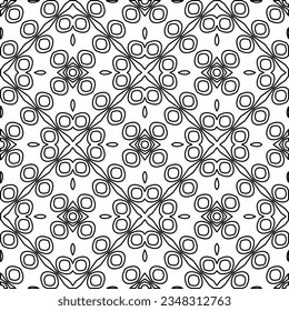 Vector pattern with symmetrical elements . Modern stylish abstract texture. Repeating geometric tiles from striped elements.Black and white pattern.