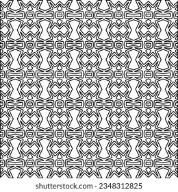 Vector pattern with symmetrical elements . Modern stylish abstract texture. Repeating geometric tiles from striped elements.Black and white pattern.