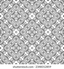 Vector pattern with symmetrical elements . Modern stylish abstract texture. Repeating geometric tiles from striped elements.Black and white pattern.