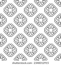 Vector pattern with symmetrical elements . Modern stylish abstract texture. Repeating geometric tiles from striped elements.Black and white pattern.