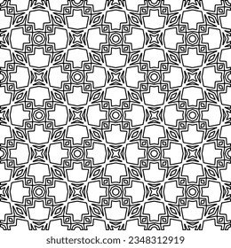 Vector pattern with symmetrical elements . Modern stylish abstract texture. Repeating geometric tiles from striped elements.Black and white pattern.