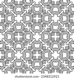 Vector pattern with symmetrical elements . Modern stylish abstract texture. Repeating geometric tiles from striped elements.Black and white pattern.