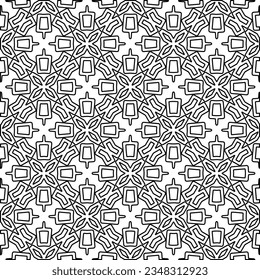 Vector pattern with symmetrical elements . Modern stylish abstract texture. Repeating geometric tiles from striped elements.Black and white pattern.