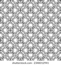 Vector pattern with symmetrical elements . Modern stylish abstract texture. Repeating geometric tiles from striped elements.Black and white pattern.