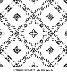 Vector pattern with symmetrical elements . Modern stylish abstract texture. Repeating geometric tiles from striped elements.Black and white pattern.