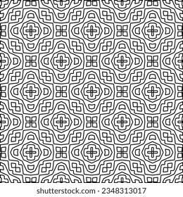 Vector pattern with symmetrical elements . Modern stylish abstract texture. Repeating geometric tiles from striped elements.Black and white pattern.