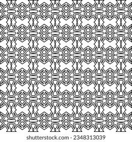 Vector pattern with symmetrical elements . Modern stylish abstract texture. Repeating geometric tiles from striped elements.Black and white pattern.