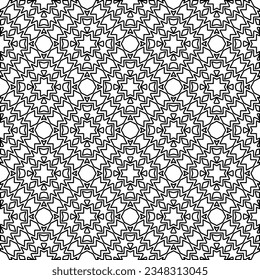 Vector pattern with symmetrical elements . Modern stylish abstract texture. Repeating geometric tiles from striped elements.Black and white pattern.