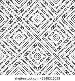 Vector pattern with symmetrical elements . Modern stylish abstract texture. Repeating geometric tiles from striped elements.Black and white pattern.