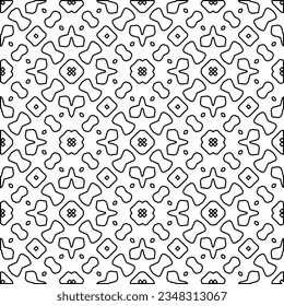 Vector pattern with symmetrical elements . Modern stylish abstract texture. Repeating geometric tiles from striped elements.Black and white pattern.