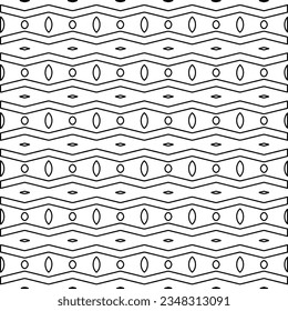 Vector pattern with symmetrical elements . Modern stylish abstract texture. Repeating geometric tiles from striped elements.Black and white pattern.