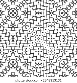 Vector pattern with symmetrical elements . Modern stylish abstract texture. Repeating geometric tiles from striped elements.Black and white pattern.