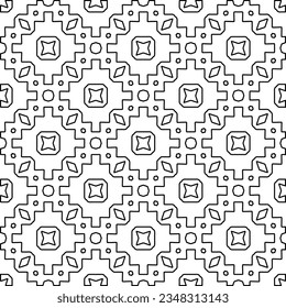 Vector pattern with symmetrical elements . Modern stylish abstract texture. Repeating geometric tiles from striped elements.Black and white pattern.