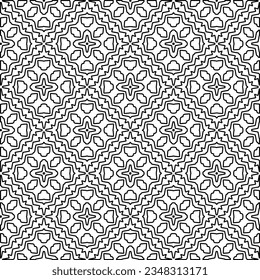 Vector pattern with symmetrical elements . Modern stylish abstract texture. Repeating geometric tiles from striped elements.Black and white pattern.