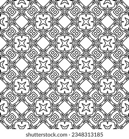 Vector pattern with symmetrical elements . Modern stylish abstract texture. Repeating geometric tiles from striped elements.Black and white pattern.