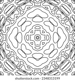 Vector pattern with symmetrical elements . Modern stylish abstract texture. Repeating geometric tiles from striped elements.Black and white pattern.