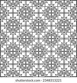 Vector pattern with symmetrical elements . Modern stylish abstract texture. Repeating geometric tiles from striped elements.Black and white pattern.