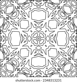 Vector pattern with symmetrical elements . Modern stylish abstract texture. Repeating geometric tiles from striped elements.Black and white pattern.