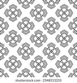 Vector pattern with symmetrical elements . Modern stylish abstract texture. Repeating geometric tiles from striped elements.Black and white pattern.