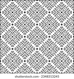 Vector pattern with symmetrical elements . Modern stylish abstract texture. Repeating geometric tiles from striped elements.Black and white pattern.