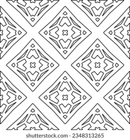 Vector pattern with symmetrical elements . Modern stylish abstract texture. Repeating geometric tiles from striped elements.Black and white pattern.