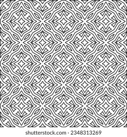 Vector pattern with symmetrical elements . Modern stylish abstract texture. Repeating geometric tiles from striped elements.Black and white pattern.
