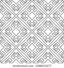 Vector pattern with symmetrical elements . Modern stylish abstract texture. Repeating geometric tiles from striped elements.Black and white pattern.