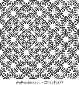 Vector pattern with symmetrical elements . Modern stylish abstract texture. Repeating geometric tiles from striped elements.Black and white pattern.