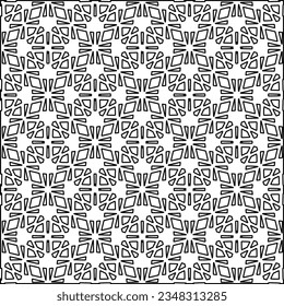 Vector pattern with symmetrical elements . Modern stylish abstract texture. Repeating geometric tiles from striped elements.Black and white pattern.